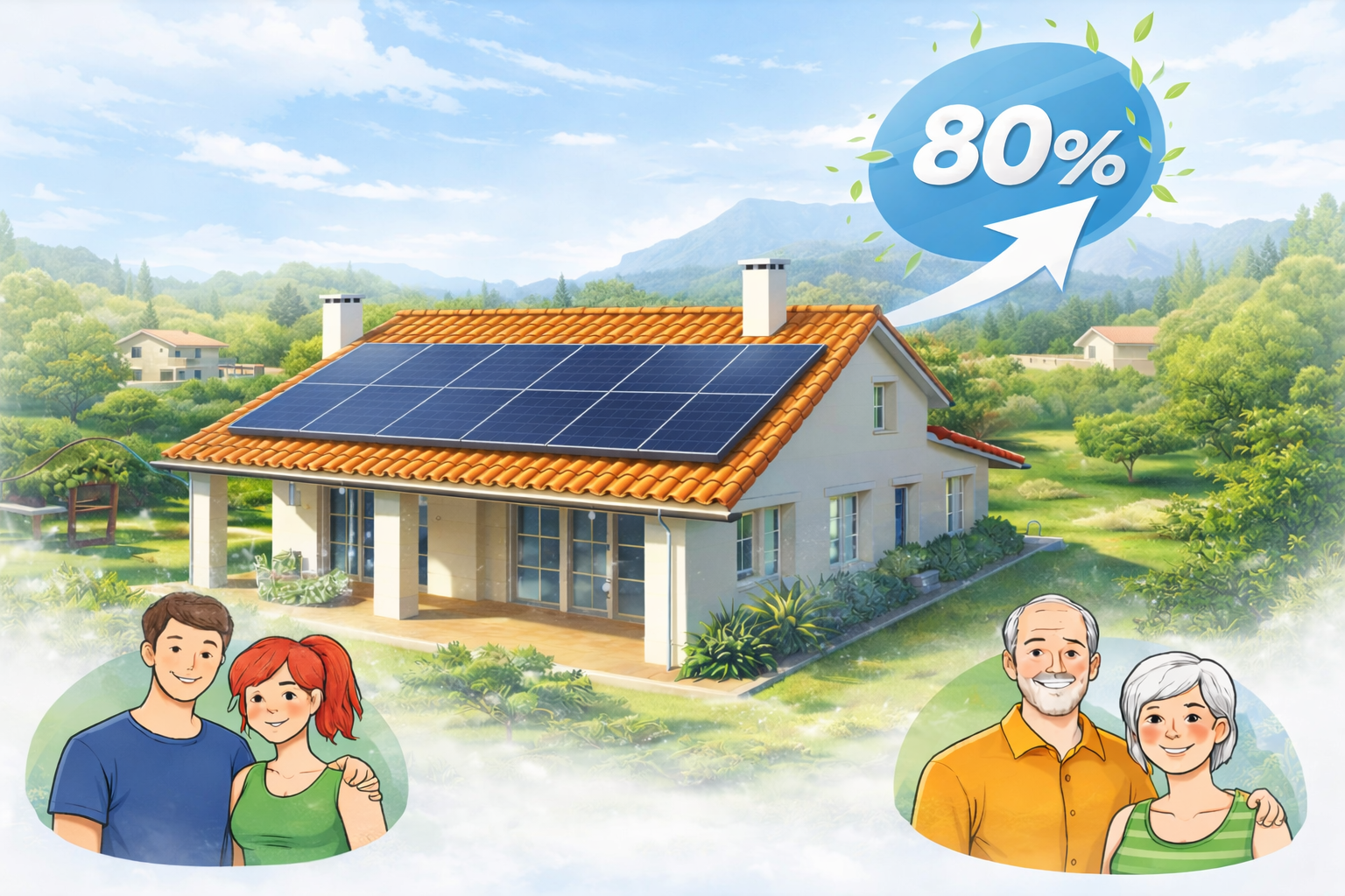 Vivienda con placas solares